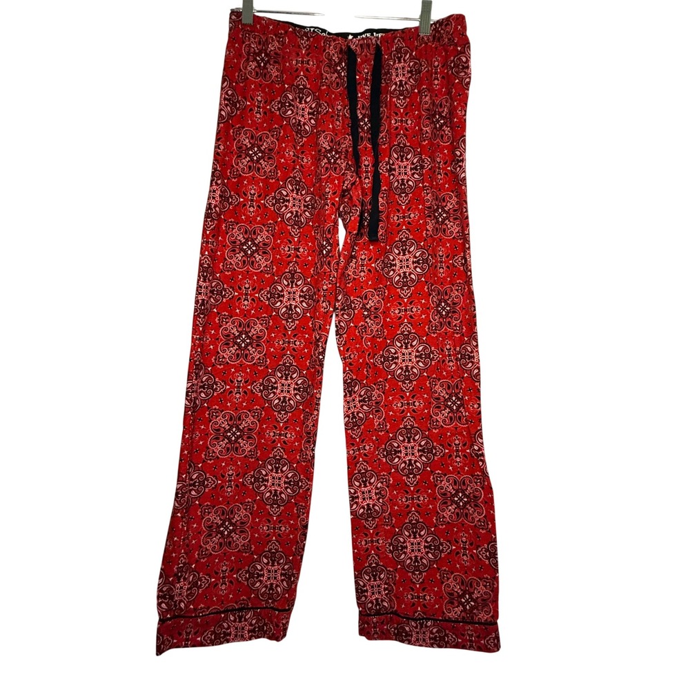 PJ Salvage Pajama Pants Womens XS Red Bandana Paisley Cotton Flannel Lounge